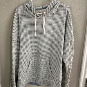 Oversized Blue and White Gingham Lightweight Hoodie Long Sleeve Tee